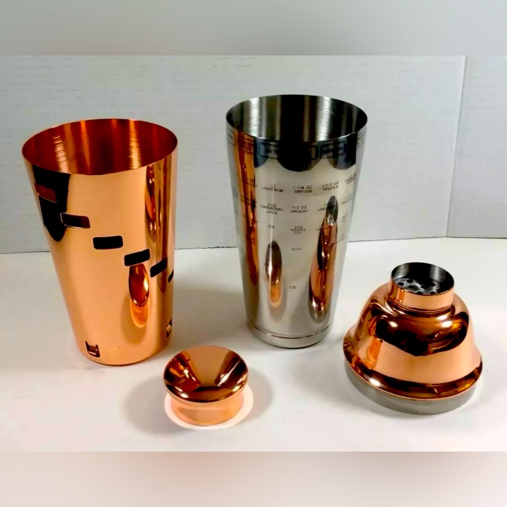 OGGI Dial-a-Drink Copper/Stainless Cocktail Shaker/4 Piece/15 recipes mixer gold